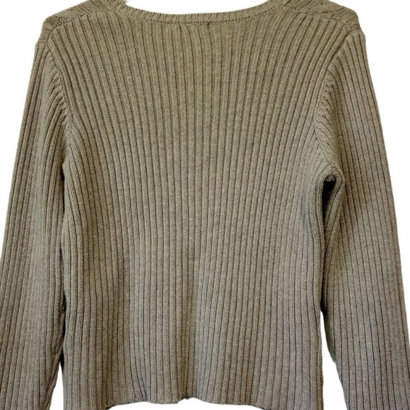 Women's Cable Knit Sweater XL Grey Liz Claiborne V-Neck Button detail EXC - Picture 5 of 9